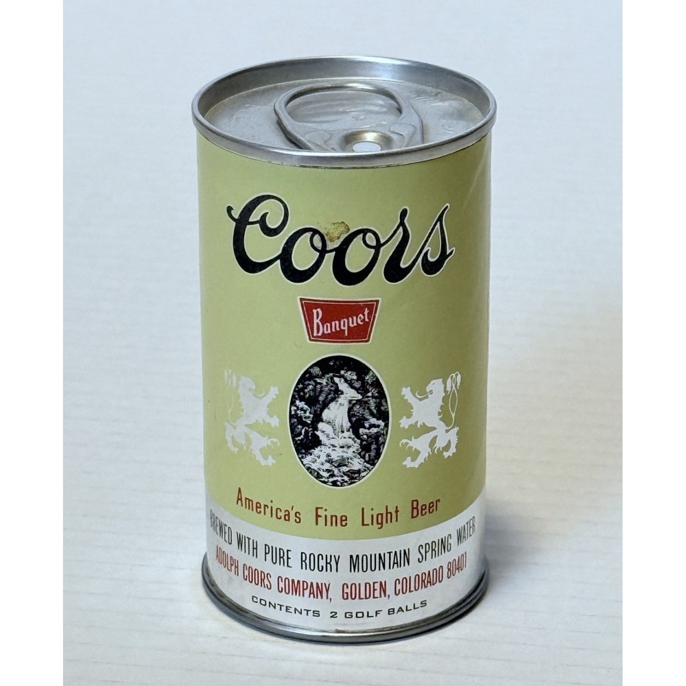 COORS BANQUET - VTG Promotional Beer Can - Sealed Inside Two Golf Balls - 4"
